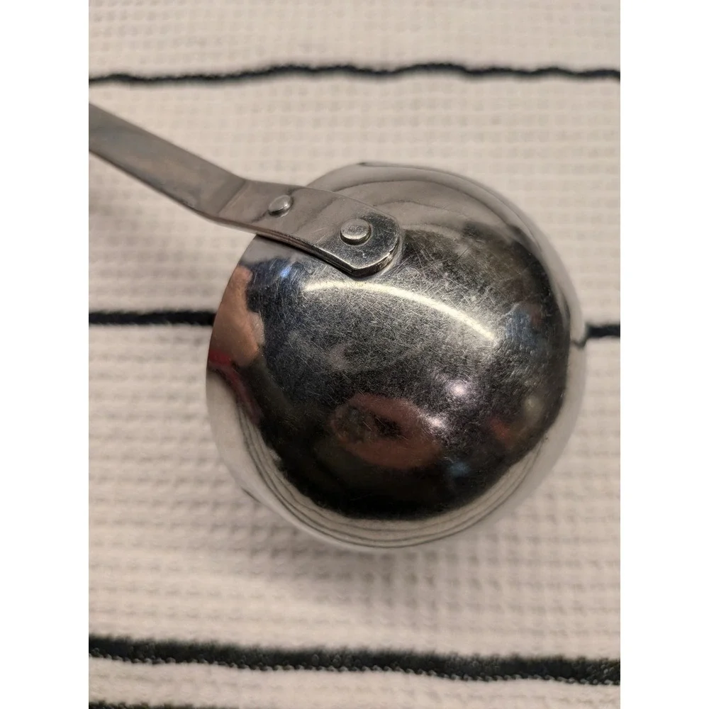 Vintage Stainless Steel Gravy Ladle White Gold Wheat Pattern Dual Spout USA Made
